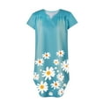 thumbnail image 4 of Dyegold Sundresses for Women Casual Beach - Women Midi Denim Tshirt Dresses V Neck Short Sleeve Daisy Print Plus Size Summer 2023 Casual Loose Party ​​Sun Dress, 4 of 4