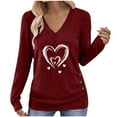 thumbnail image 2 of ICHUANYI Womens Valentine's Day Long Sleeve V Neck Shirts Tops Valentines Blouses Pullover Sweaters Tunic Fashion, 2 of 8