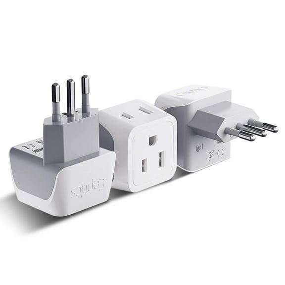Ceptics CT-12A Italy Travel Adapter Plug - Type L (3-Pack)