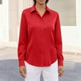 thumbnail image 4 of Binmer Women's Bottom Down Shirts with Long Sleeve, Ladies Fit Business Dress Shirts,Women's Plus Red,Size L, 4 of 6