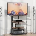 thumbnail image 5 of KitchenKey Game Console Stand, AV Media Stand 4 Tier Wooden Stereo Cabinet Corner Shelf for Record Player Rack Gaming Entertainment Center Rack Audio Tower with Adjustable Shelves, 5 of 7