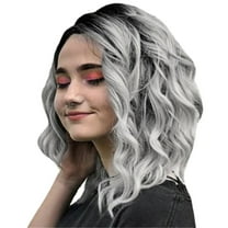 Beauos Clearance Short Hair Wigs Wavy Glueless Women Wig Rose Human Front Gray Net Wig, Wigs for Women Clearance Sale, 1X Wig