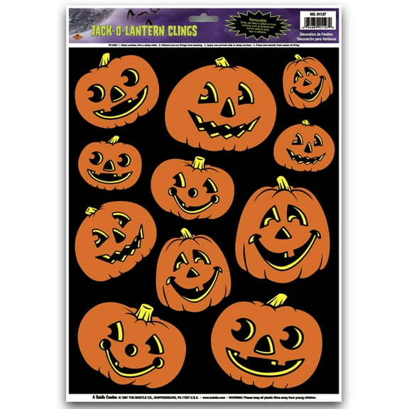 Jack-O-Lantern Clings Party Accessory (1 count) (11/Sh)