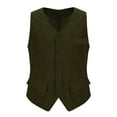 thumbnail image 4 of Oplxuo Men's Vintage Corduroy Suit Vest Slim Fit Business Formal Waistcoat Sleeveless Outerwear Vest, 4 of 5