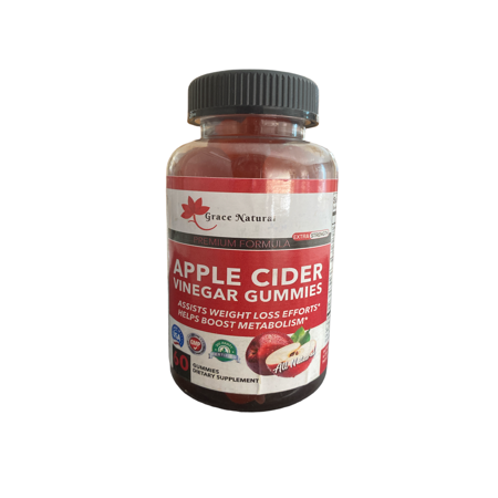 Grace Naturals Apple Cider Vinegar Gummies assists Weight loss efforts. Helps boost Metabolism all natural 60 Gummies Dietary supplement. Made in USA