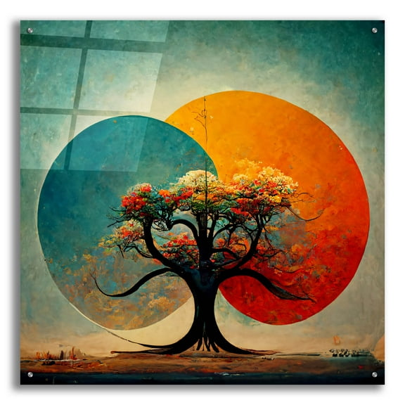 Epic Art 'Tree Of Life 2' by Ray Heere, Acrylic Glass Wall Art, 36"x36"