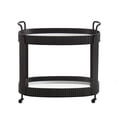 thumbnail image 3 of Weston Home Choteau Black Finish Metal Oval Bar Cart with Clear Tempered Glass, 3 of 8