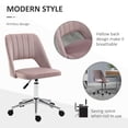 thumbnail image 4 of Mid Back Office Chair Velvet Fabric Swivel Scallop Shape Computer Desk Chair, Pink, 4 of 7