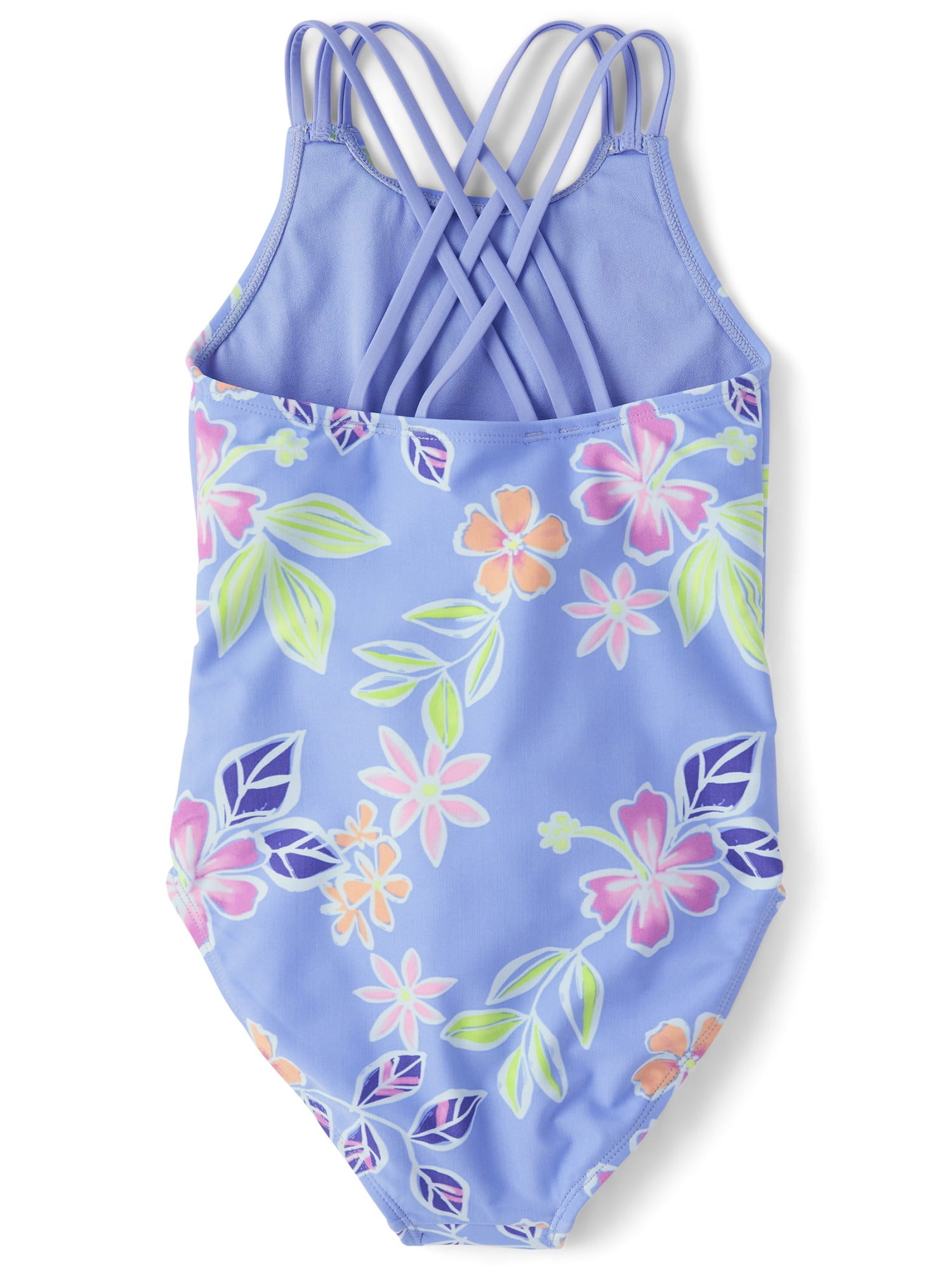 The Children's Place Girls Sleeveless Printed Cross Back One Piece Swimsuit, Sizes XS-XXL