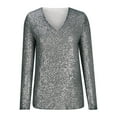 thumbnail image 4 of FamilyThread Womens Sequin Tops V Neck Sparkly Glitter Blouses Trendy Long Sleeve Holiday Evening Party Shiny Dressy Shirts, 4 of 6