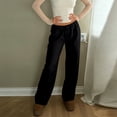 thumbnail image 5 of LIIPEE Womens Pants Casual Solid Color Full Straight-Leg Elastic Band Khakis Ladies Mid Waist Relaxed Fit Comfortable Breathable Soft Daily Pants With Pockets,L, 5 of 8
