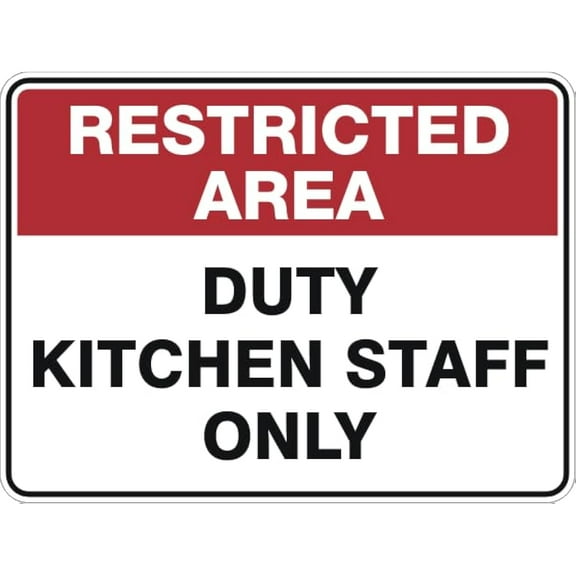 Duty Kitchen Staff Only Restricted Area Warning Metal Sign Tin Signs Aluminum Sign for Outdoors Use Yard Farm Fence Home Wall Decor 8x12 inch