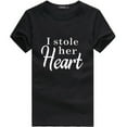 thumbnail image 3 of Fesfesfes Men Tshirt Couples Lover Matching Tops Valentine's Day Short Sleeve Love Letter Print T Shirts Tops, 3 of 6