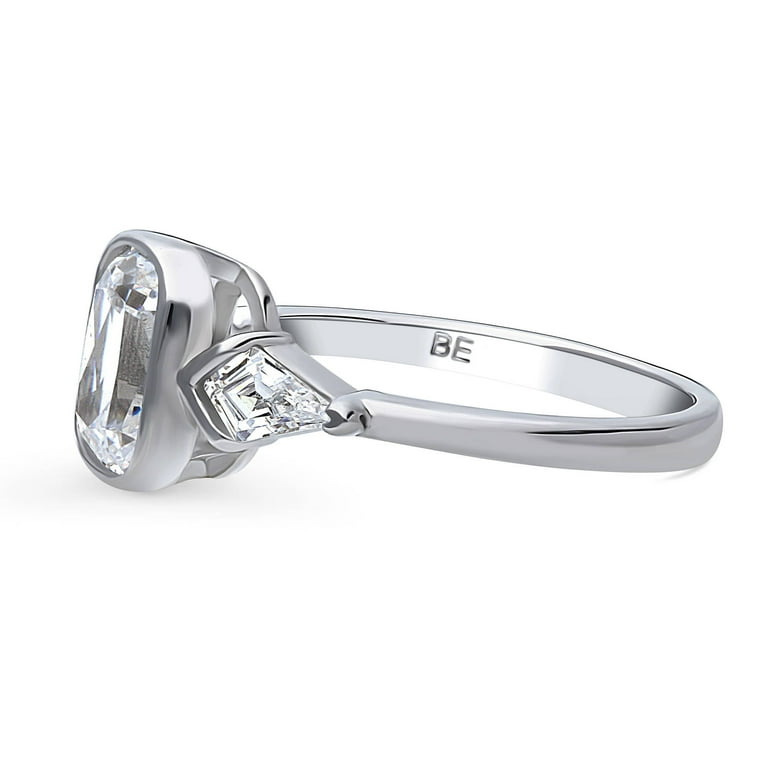 BERRICLE Sterling Silver 3-Stone Wedding Engagement Rings Radiant ...