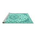 thumbnail image 2 of Ahgly Company Machine Washable Indoor Square Medallion Turquoise Blue Traditional Area Rugs, 6' Square, 2 of 4