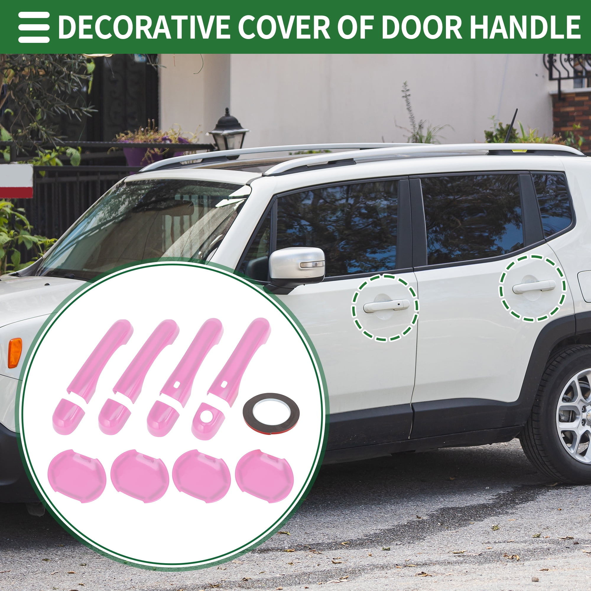 Unique Bargains Exterior Door Handle Cover Set Pink for Jeep Renegade 2015-2021