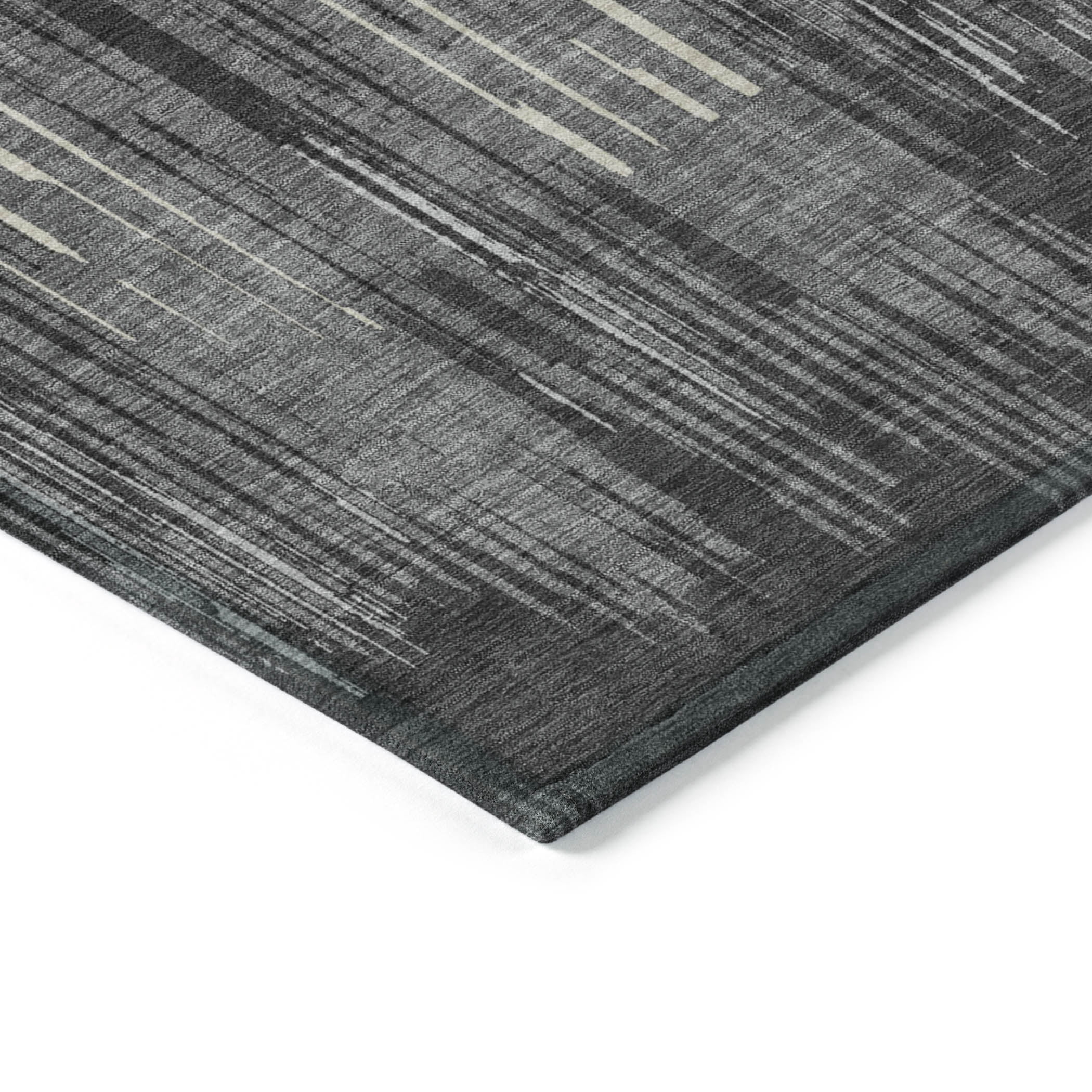 Addison Rugs Chantille Indoor/Outdoor Transitional Stripes Charcoal Washable Rectangle Rug, 8' x 10'