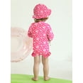thumbnail image 4 of BULLPIANO Infant Baby Girl One Piece Swimsuit Long Sleeve Jumpsuit Swimwear Newborn Zipper Bathing Suit Swimwear with Hat, 4 of 9