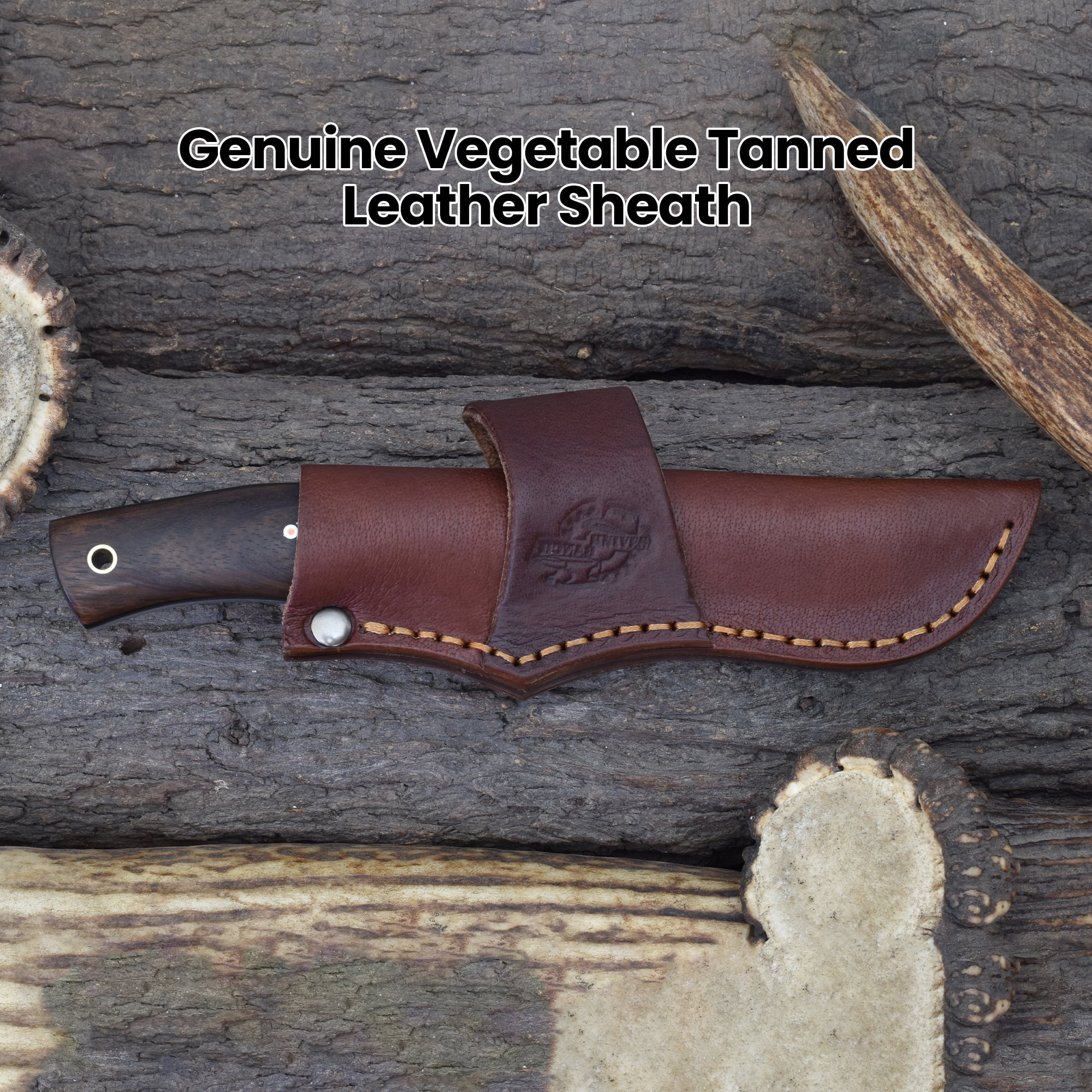 Knives Ranch 3070 Damascus Steel Outdoor Knife with Rosewood Handle – Strong Fixed Blade for Hunting, Camping, Utility Use & Everyday Carry Gear