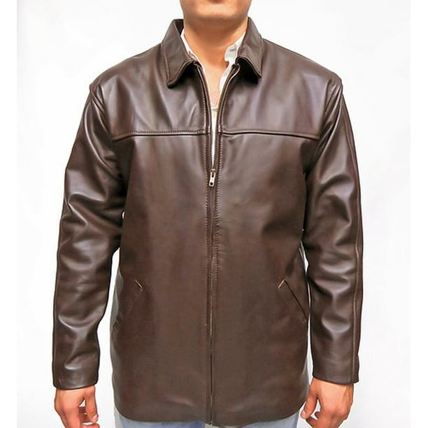 Chamarra de piel cafe elegante con cuello de solapa para hombre Castelli Leather Authentic Calvin Bomber elegante con cuello de solapa