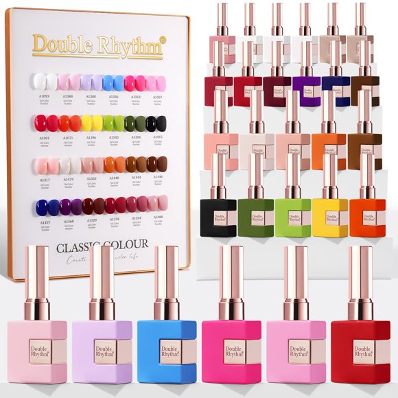 Set de esmaltes de uñas en gel Double Rhythm, 28 unidades, 15 ml, del mismo color