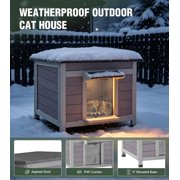 Aivituvin Heated Outdoor Cat House with Heater and Insulated Liner Weatherproof Insulated Feral Cat Shelter for Winter