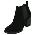 thumbnail image 2 of Soda Women Ankle Boots Slip-On Booties Elastic Shaft Pointed Toe Block High Heel PHYSIC-S Black Nubuck 7, 2 of 3