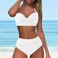 thumbnail image 5 of Cathalem 2 Piece Bathing Suits for Women High Waisted Color Block Swimsuit 2025 Summer Beach Swim Bathing Suit (White,L), 5 of 7