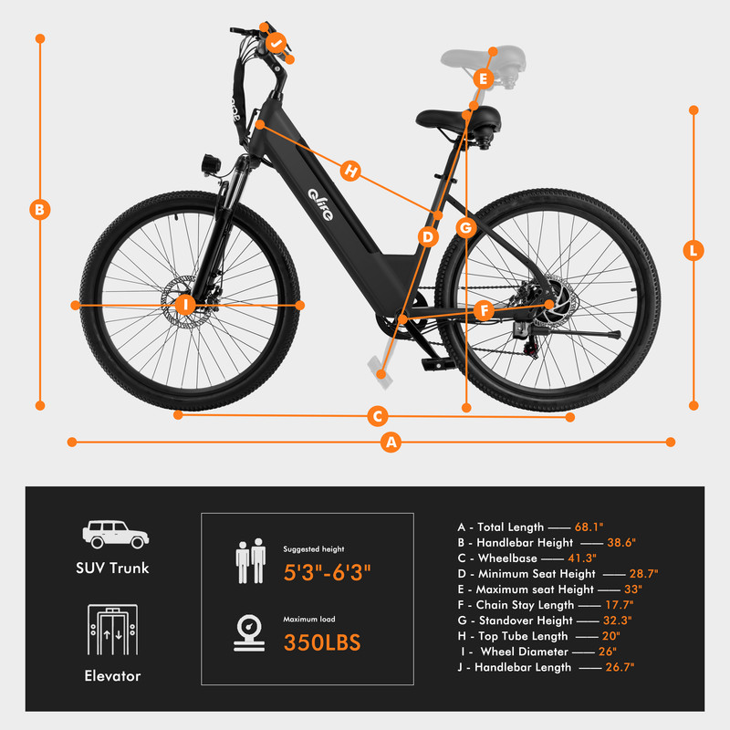 Cityone Electric Bike for Adults 26" Step-Through 20MPH Ebike with 2.1" Tire, Peak 750W Motor Ebikes with 7 Speed, E-bike (Black)