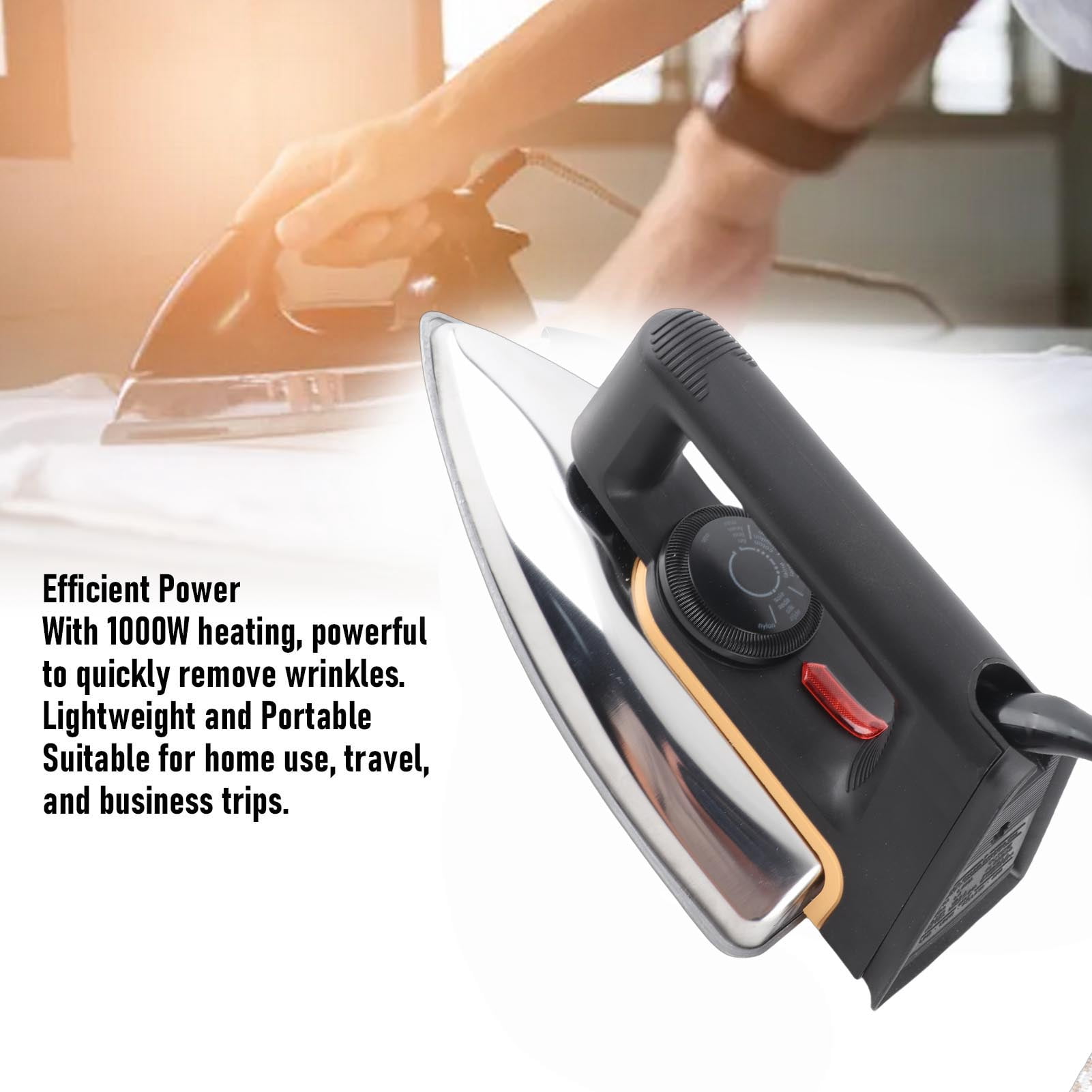 NFTIGB Mini Handheld Clothes Iron 1000W Multifunctional Adjustable Temperature Portable Small Ironing Machine for Home Travel (9.84 inches / 25 cm)
