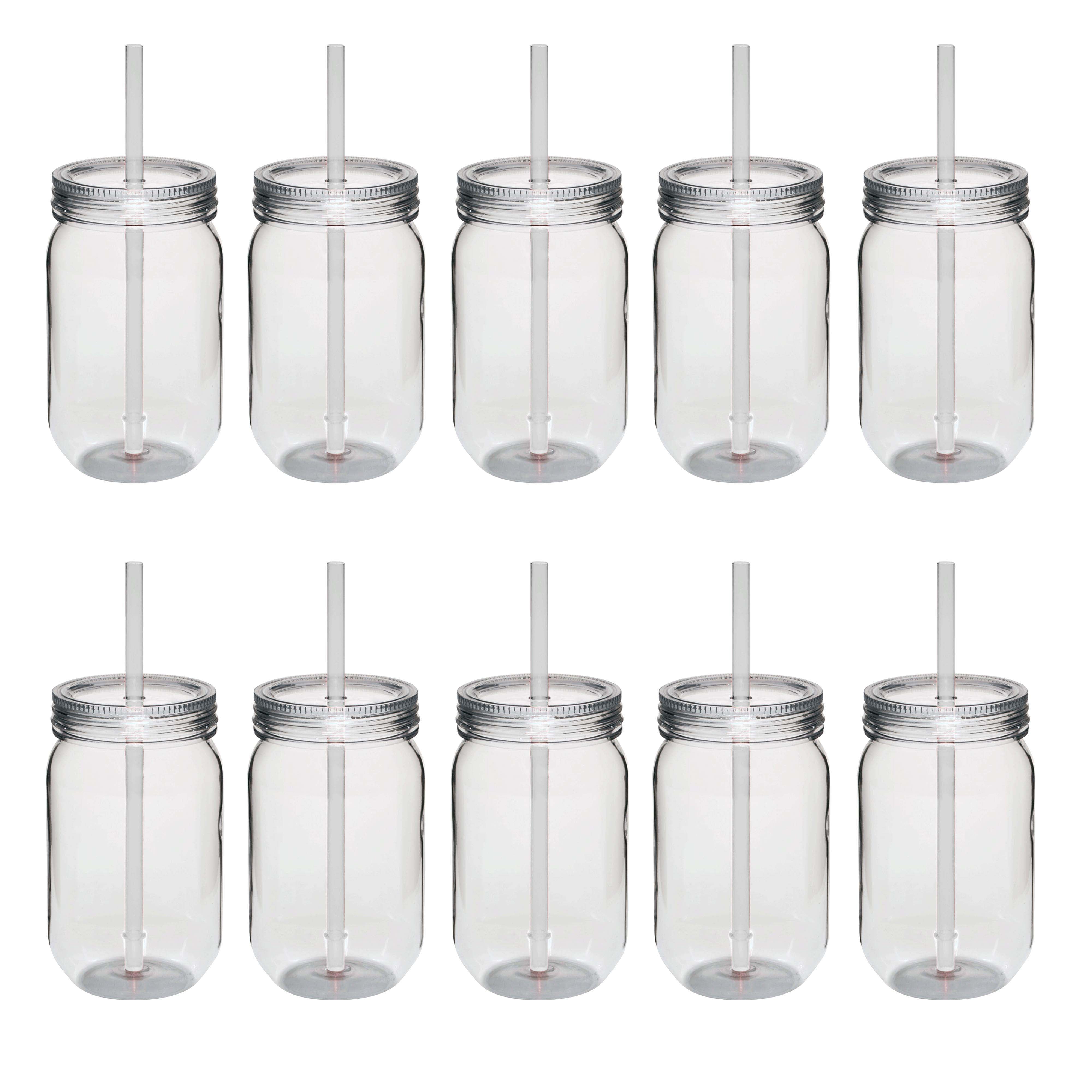 24 oz plastic mason jars with straw