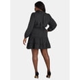 thumbnail image 4 of Nine.Eight Women's and Women's Plus Mock Neck Mini Dress with Long Sleeves, Sizes XS-4X, 4 of 5