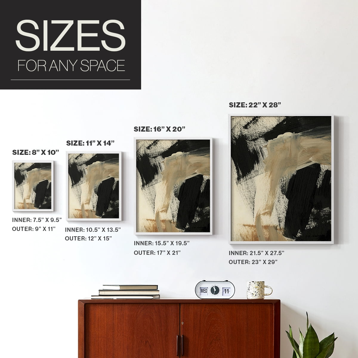 Baked Paintstrokes IV Framed Print in White Solid Wood Framed Print No Nail Hanging