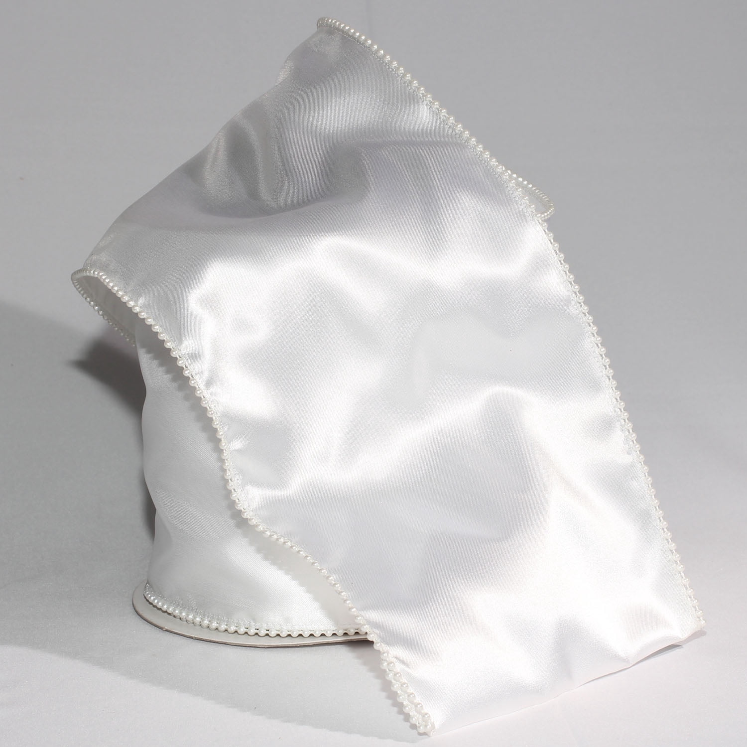 White Pearl Edge Satin Wired Craft Ribbon 6" x 20 Yards