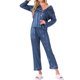 thumbnail image 2 of Pijamas de satén para mujer INSPIRE CHIC, camisón de rayas con botones y pantalones, conjuntos de PJs L azul, 2 of 5