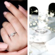 Rosec Jewels Certified Moissanite Solitaire Promise Ring for Women - 5 mm - 0.50 Ct - D-VS1 Grade, 14K White Gold, US 5.00