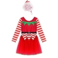 thumbnail image 3 of YiZYiF Girls Christmas Elf Dress Striped Long Sleeve Mesh Tutu Skirt Leotard Dance Party Outfit with Hat Red 16, 3 of 7