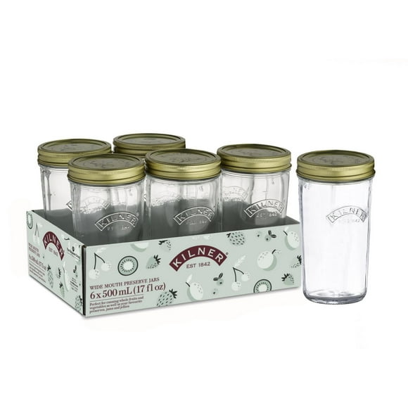 Kilner Wide Mouth Glass Mason Jars with Sealing Lids, 500ml