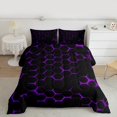 thumbnail image 2 of Feelyou Neon Gradient Geometric Bedding Comforter Set, Purple Honeycomb Twin Comforter Sets, Teens Boys Girls Kids Reversible Bedding Set, Ultra Soft Home Decor, 2-Piece, 2 of 8