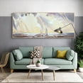 thumbnail image 5 of Large Seascape Handmade Oil Painting on Canvas Abstract Ocean and Sailboats Canvas Art Modern Sunshine and Clouds Painting Wall Art for Living Room Unframed, 5 of 9