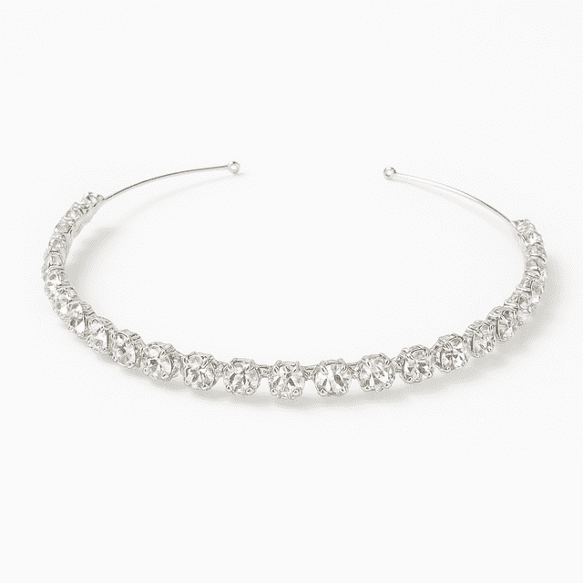 Tiara Diadema Plateada Para Niña De Pedrería Checa