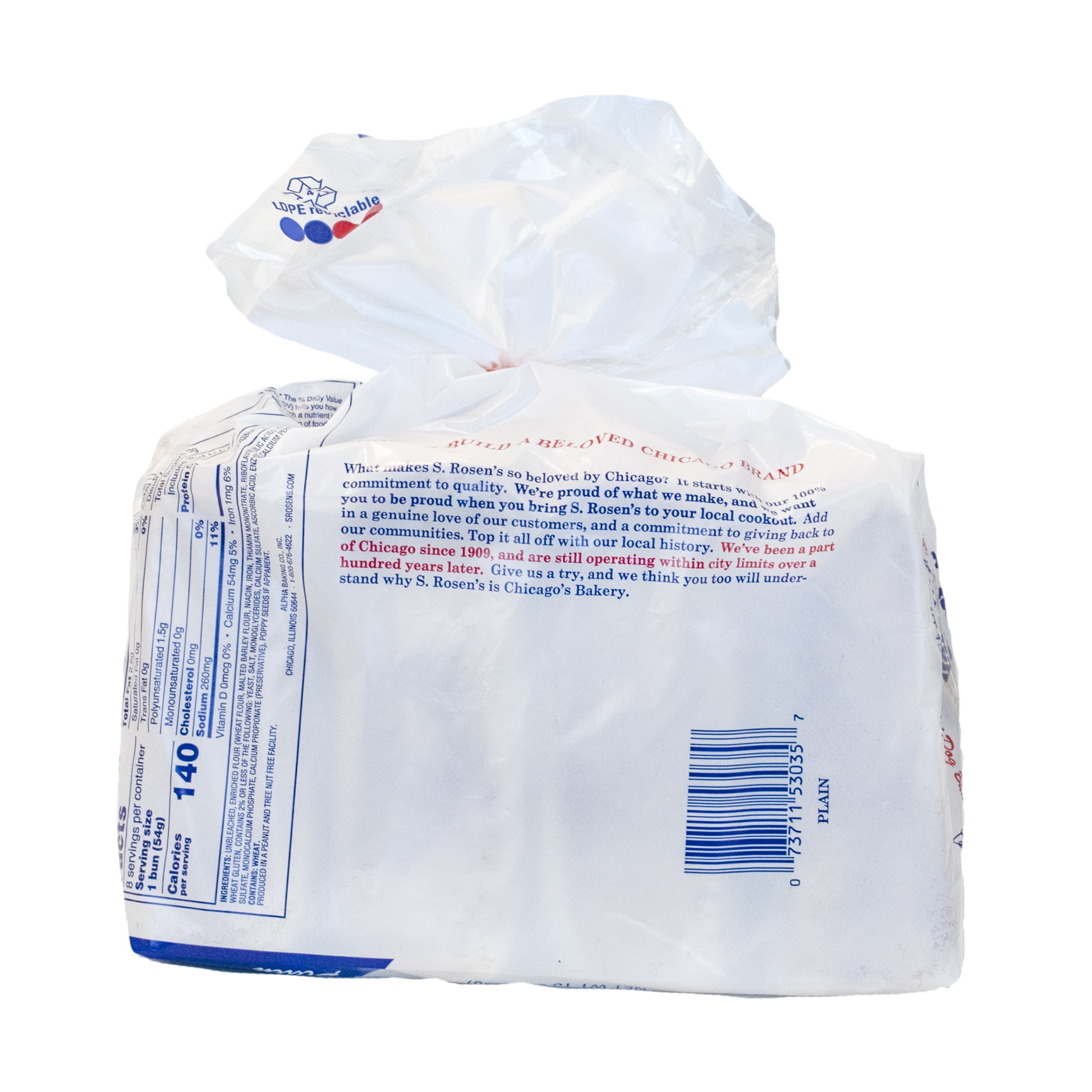 S. Rosen's 8ct Plain Hot Dog Buns, Fresh