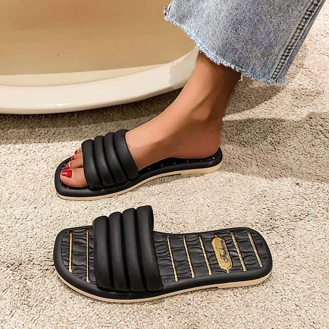 Sandales à Brides Nues pour Femmes, Mode Décontractée, Confort Rétro, Chaussures Plates à Bout Ouvert, Chaussures Quotidiennes, Sandales Tendance pour Femmes en Liquidation