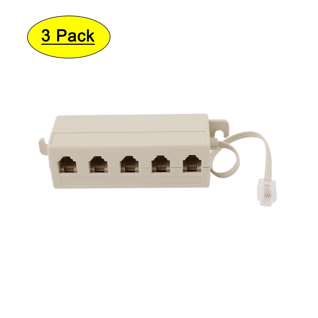 ADAPTER IVORY TELEPHONE LINE 2 WAY SPLITTER 1 MALE 2 FEMALE CONNECTION 3 PCS 