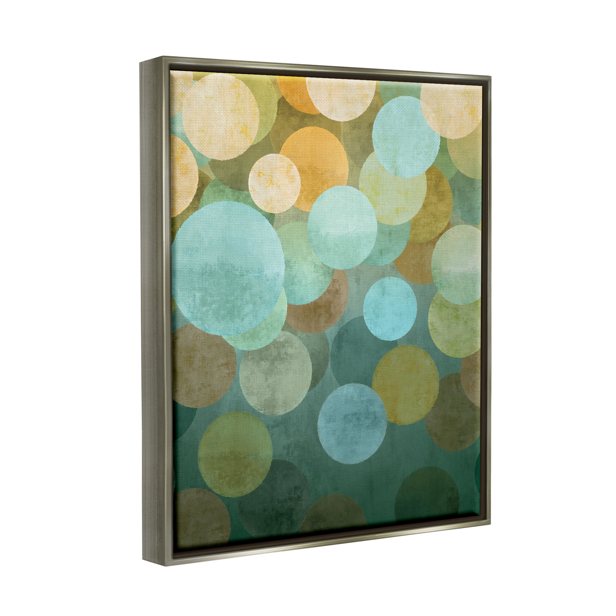 Stupell Industries Geometric Gradient Circles Abstract Painting Gray Floater Framed Art Print Wall Art, 17 x 21