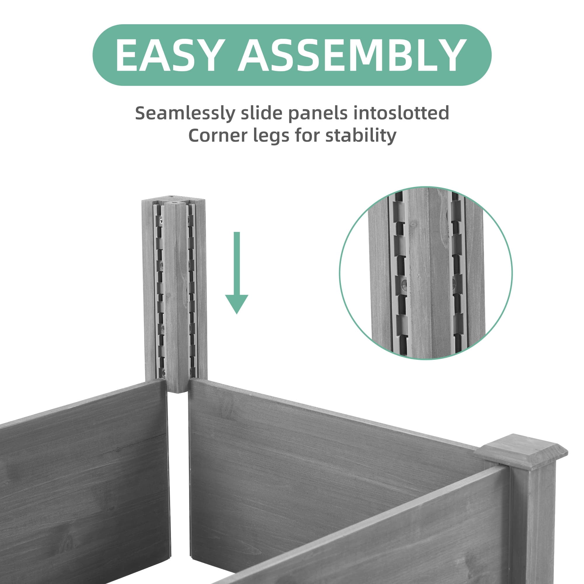 Over Ground Raised Garden Bed 96x28x10 Inch Large Long Planter Box Tool Free Assembly Natural Wood Outdoor Planter for Fruits Vegetables Flowers Herbs
