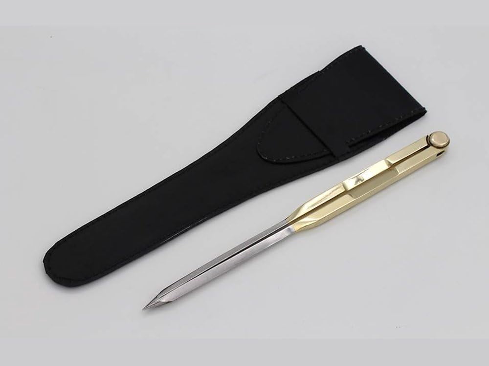 Brass Navigation Divider, Straight Navigation Divider (Large) for Maritime & Naval, Antique Geometry Drafting Compass, Geometry Drafting Compass Professional Work with Leather Case