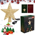 thumbnail image 2 of Christmas Tree Topper Lighted Star Projector Glitter Lighted Silver/Gold shinning Tree Topper with Rotating Snowflake Projector 3D for Indoor Office Xmas New Year Holiday Tree Decoration, 2 of 7