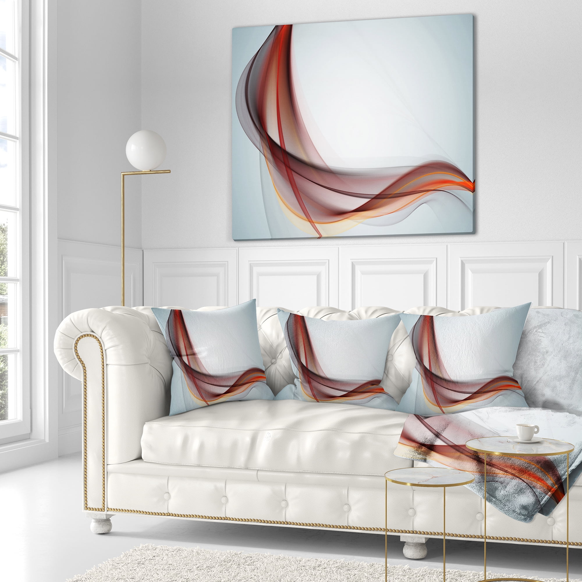 Designart Abstract Brown Upward Waves - Abstract Throw Pillow - 18x18