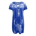 thumbnail image 4 of Femmes Robes d'Été en Vrac Cou Ethnique Style Raglan Manches Courtes Robe Vert L, 4 of 5